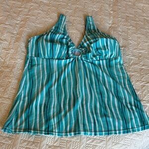 Swim Top - Teal and White